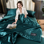 FLUFFINA Satin-Feel Synthetic Fiber Bedding Set Soft Smooth Luxury Comfort All-Season Queen King Sizes