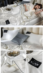 FLUFFINA Satin-Feel Synthetic Fiber Bedding Set Soft Smooth Luxury Comfort All-Season Queen King Sizes