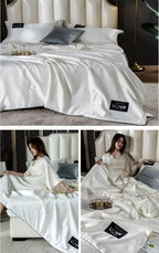 FLUFFINA Satin-Feel Synthetic Fiber Bedding Set Soft Smooth Luxury Comfort All-Season Queen King Sizes