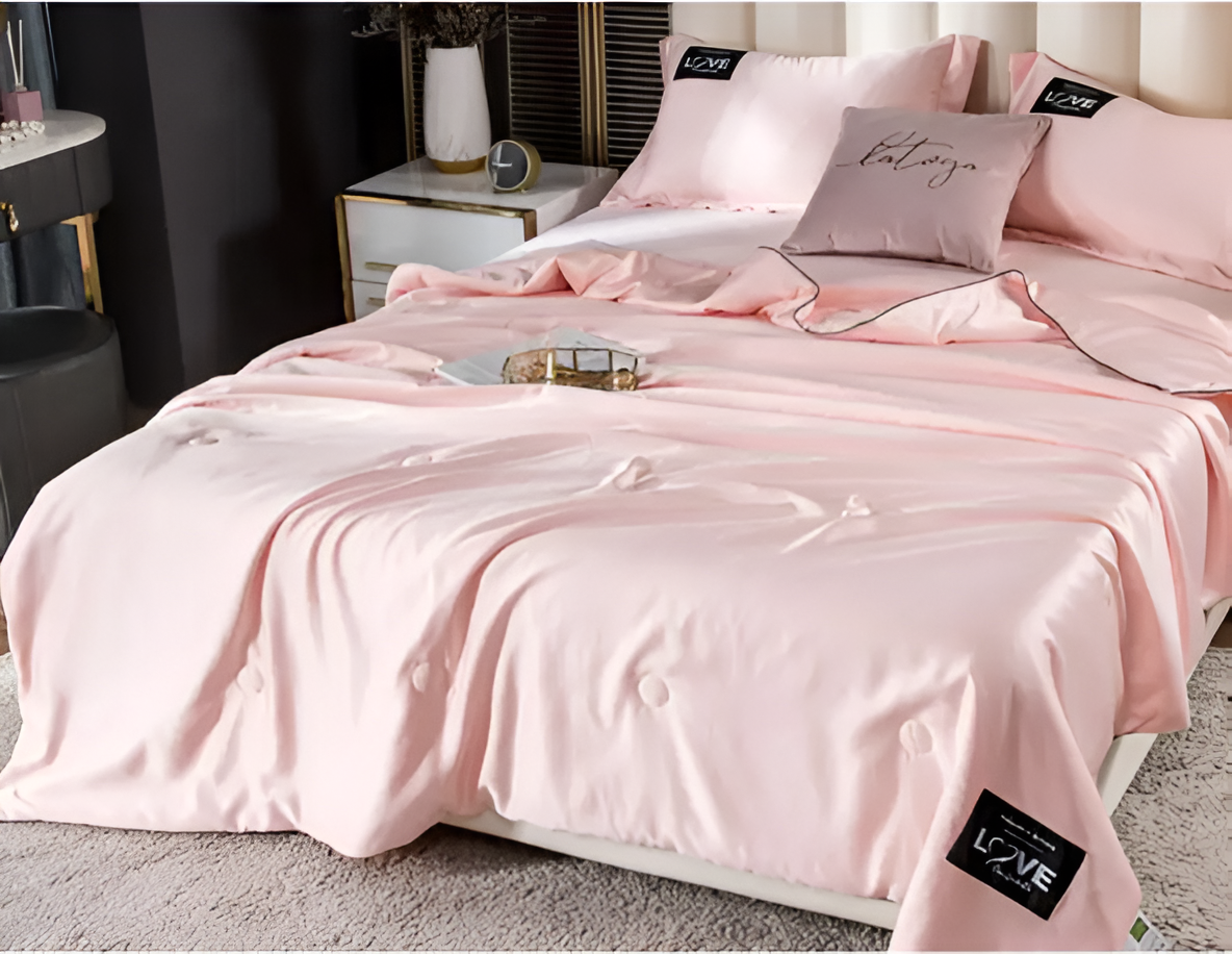FLUFFINA Satin-Feel Synthetic Fiber Bedding Set Soft Smooth Luxury Comfort All-Season Queen King Sizes