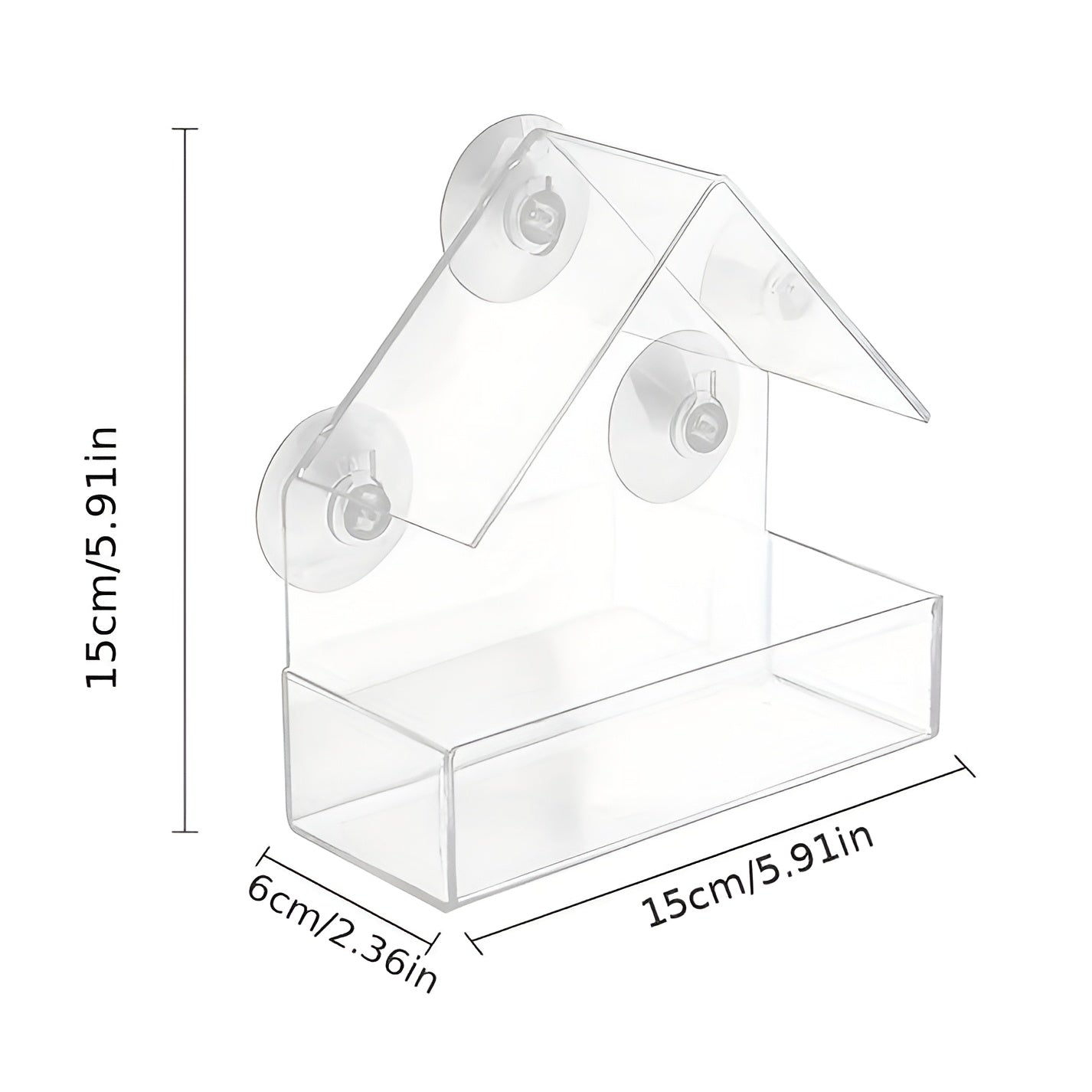 Clear Window Bird Feeder with Secure Suction Cups Weatherproof Transparent Birdhouse