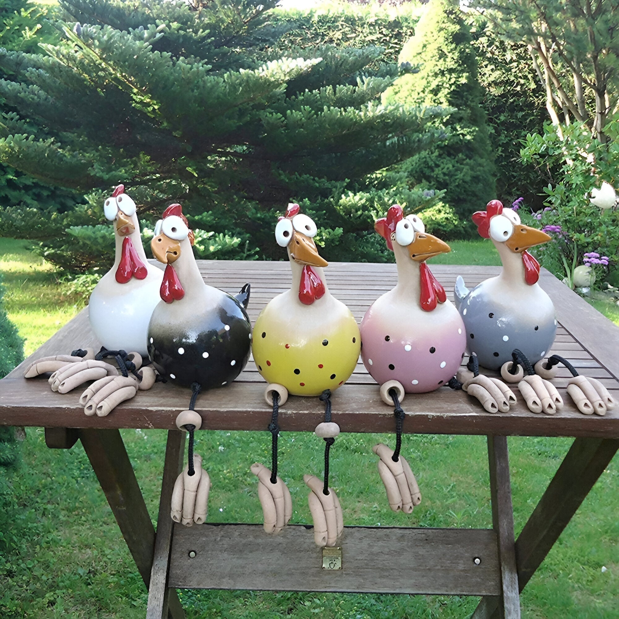 Durable Resin Chicken Statue Large Outdoor Garden Decor Weatherproof Whimsical Art