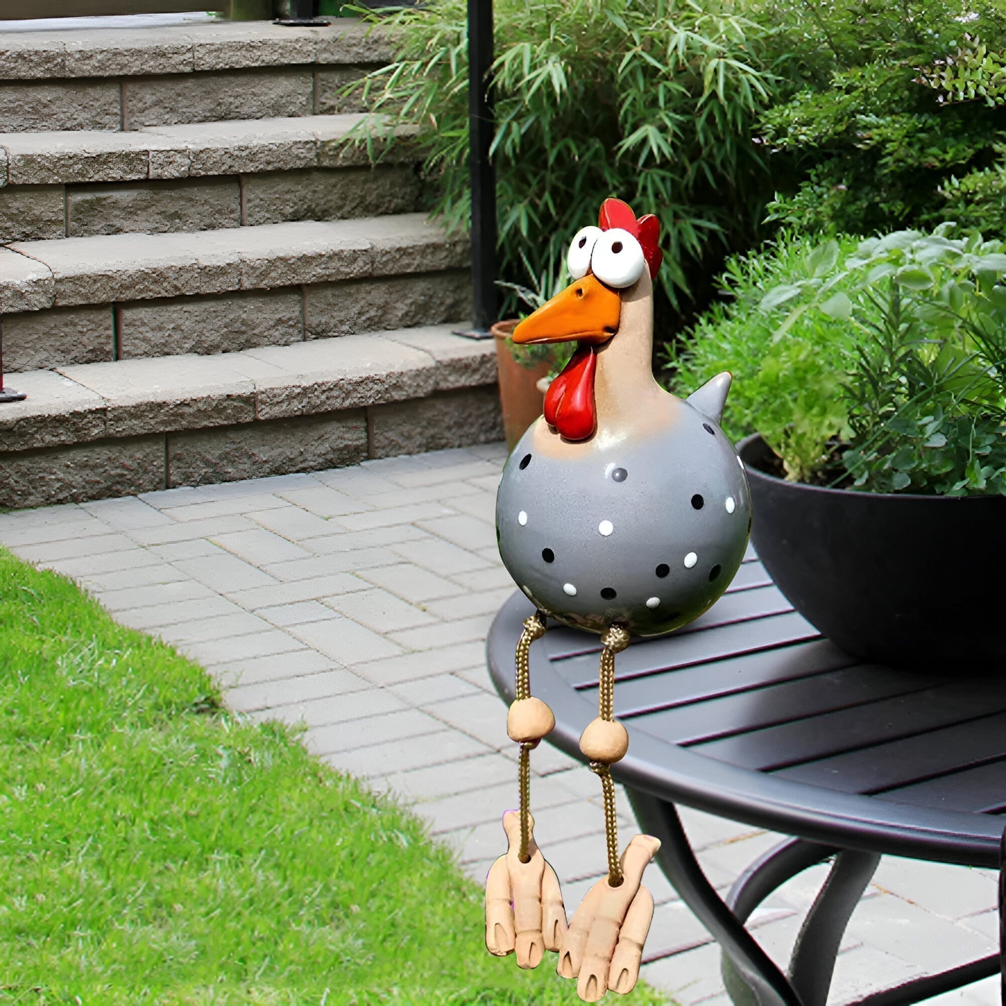 Durable Resin Chicken Statue Large Outdoor Garden Decor Weatherproof Whimsical Art