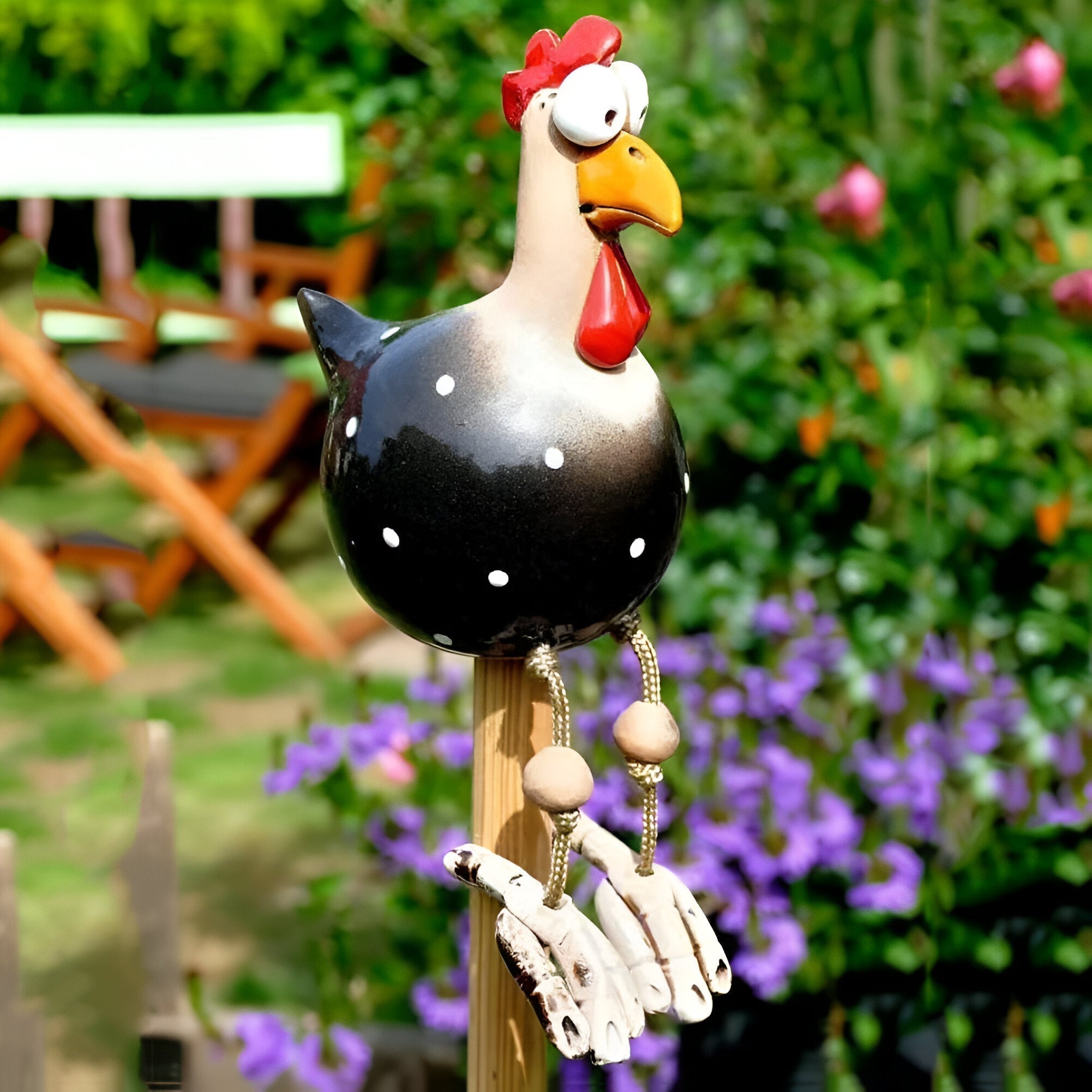 Durable Resin Chicken Statue Large Outdoor Garden Decor Weatherproof Whimsical Art