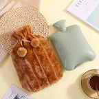 Hot Water Bottle 2 Liter With Removable Plush Cover Soft Faux Fur Warmth Bottle
