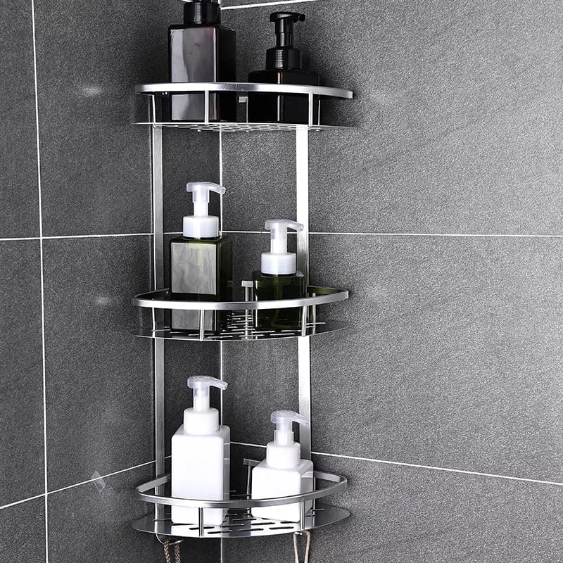 Harrow 3-Layer Aluminum Bathroom Corner Shelf Set with Screws 61cm x 29cm