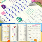 Kids Magic Copybooks Set with Disappearing Ink Pen Reusable Handwriting Practice Books 4-Pack with Pen Holder and Ink Cartridges