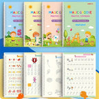 Kids Magic Copybooks Set with Disappearing Ink Pen Reusable Handwriting Practice Books 4-Pack with Pen Holder and Ink Cartridges