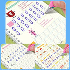 Kids Magic Copybooks Set with Disappearing Ink Pen Reusable Handwriting Practice Books 4-Pack with Pen Holder and Ink Cartridges