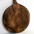 Harrow Irregular Round Mango Wood Cutting Board Dark Brown with Rope Handle Large & Small