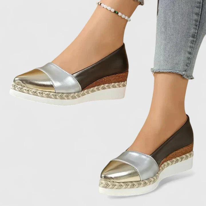 Harrow Jennifer women's slip-on flat loafers with comfortable orthopedic design, featuring a sleek, casual look and easy wear.