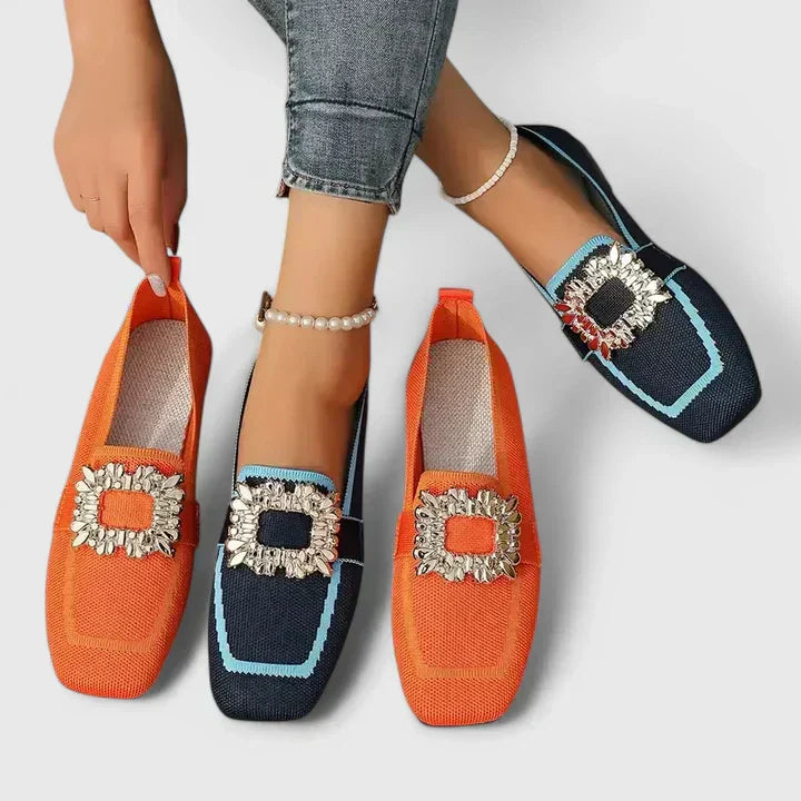 Harrow Jessie women's slip-on flat loafers with orthopedic support, featuring a comfortable design and neutral color.