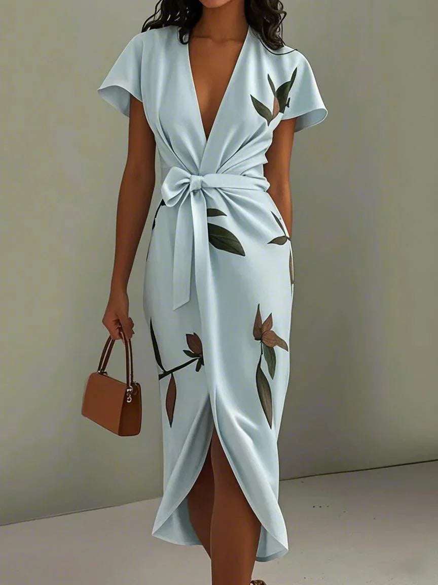 Harrow Julianne wrap dress for women in summer, showcasing a stylish, lightweight design with a flattering fit and vibrant pattern.