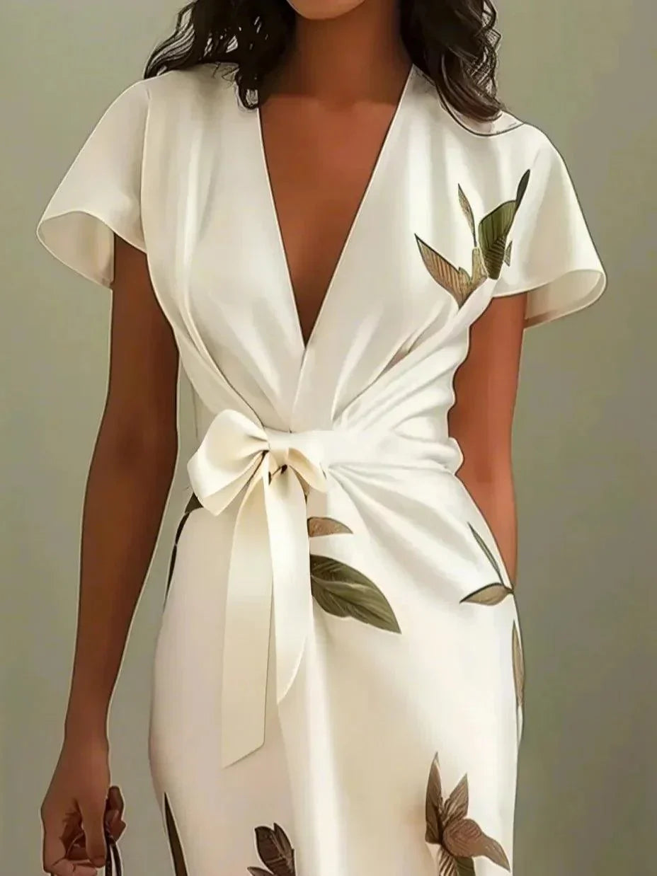 Harrow Julianne wrap dress for women, stylish summer dress with a flattering fit, shown in a vibrant, flowy fabric.