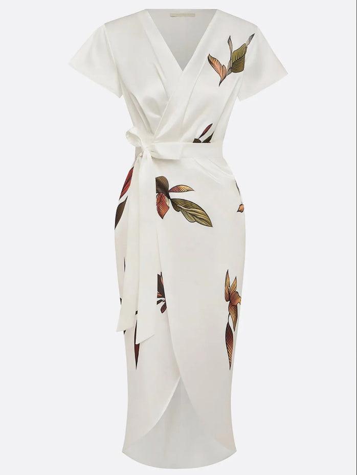 Harrow Julianne women's summer wrap dress featuring a flattering silhouette and vibrant floral pattern.