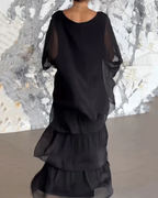 Harrow Kali casual summer dress for women, elegant long flowing dress perfect for warm weather and summer outings.