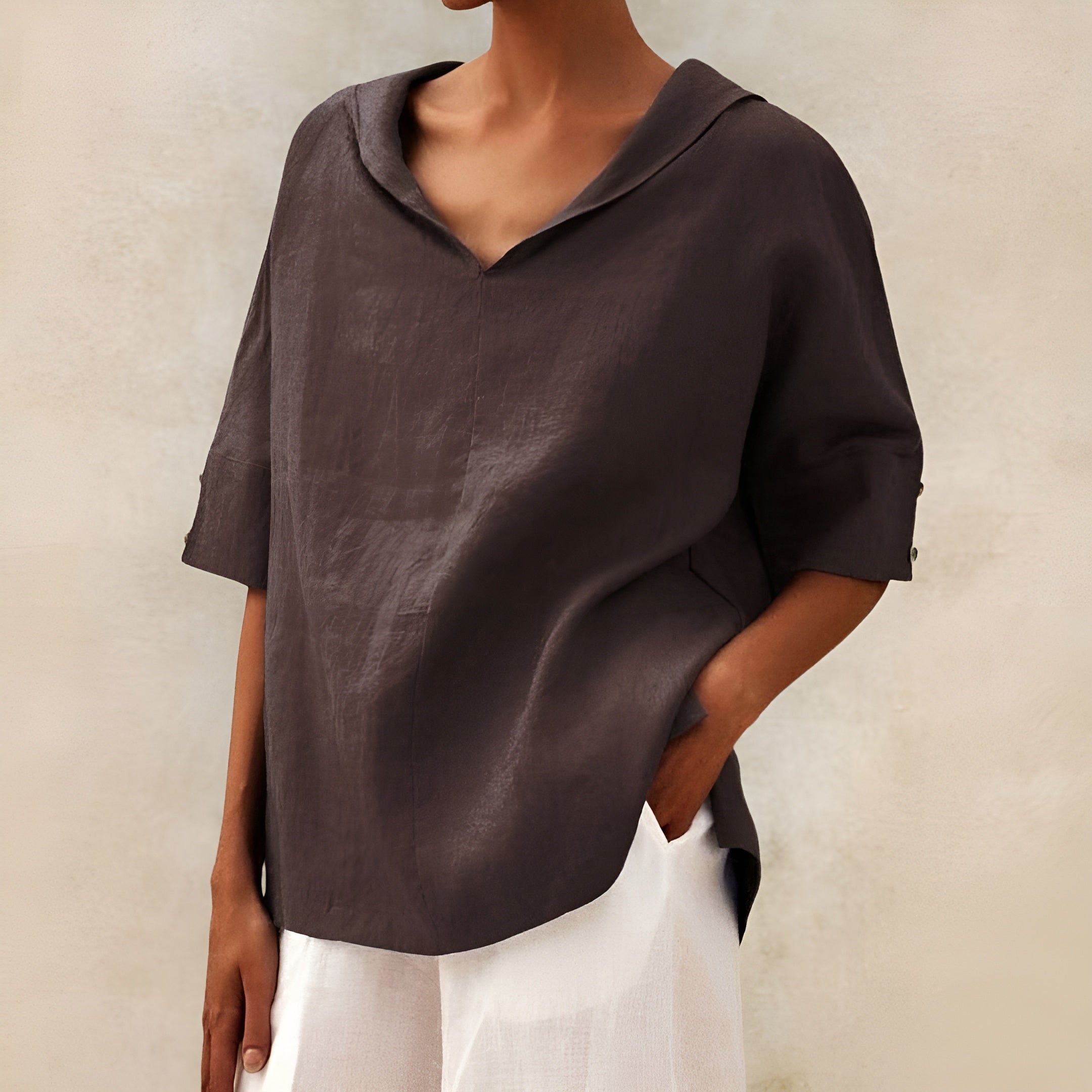 Harrow Kathleen casual summer blouse for women, lightweight fabric, relaxed fit, in soft pastel color, suitable for warm weather.