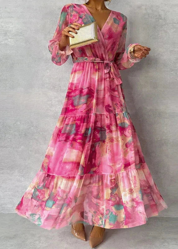 Elegant floral dress for women by Harrow, featuring handmade design and summer-friendly style, showcased on a model.