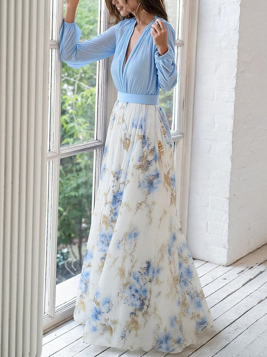 Elegant floral maxi dress for women by Harrow, featuring a vibrant summer floral print and flowing silhouette.