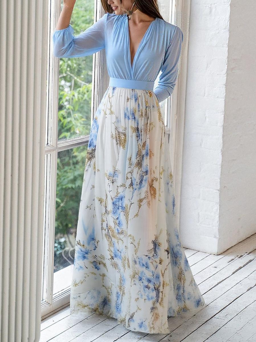Elegant floral maxi dress for women by Harrow, featuring a vibrant summer floral print and flowing silhouette.