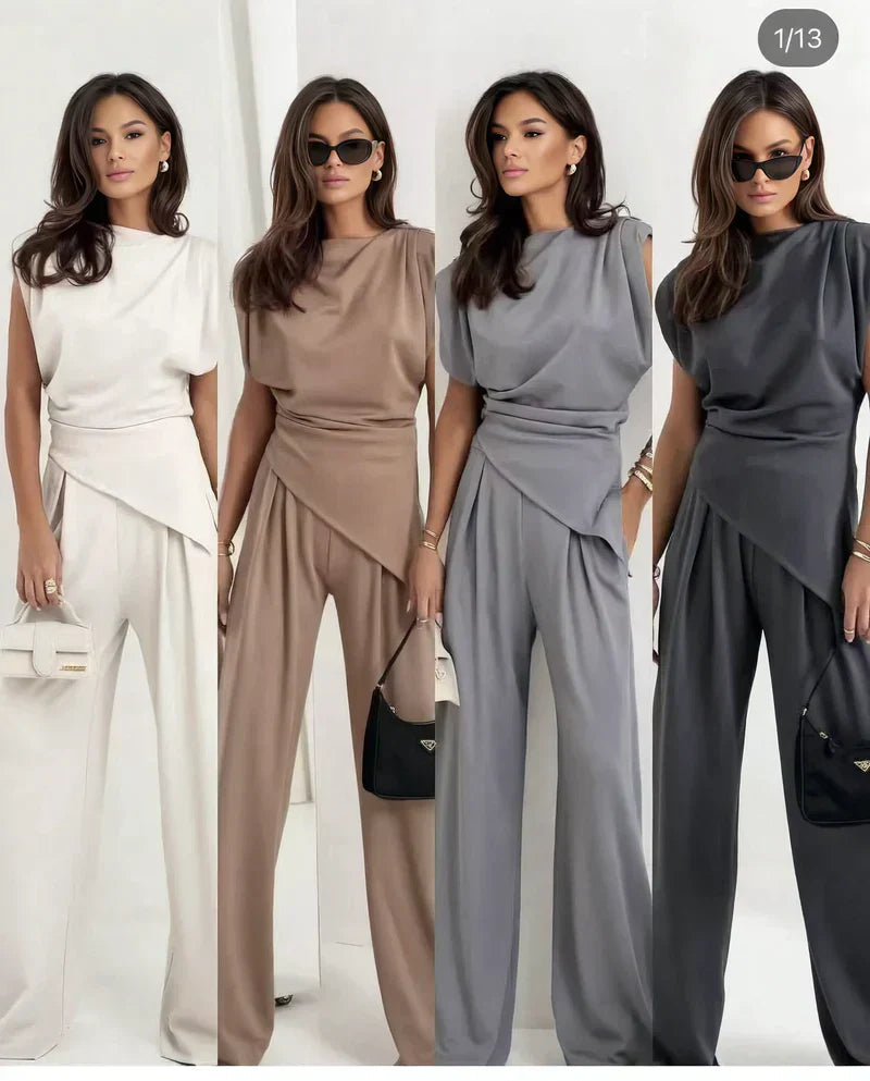 Elegant Khloe two-piece co-ordinate set for women by Harrow, featuring stylish matching top and pants in a sophisticated design.