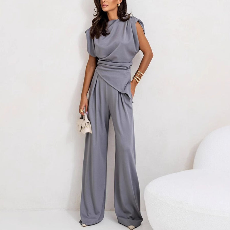 Elegant two-piece co-ord set for women by Harrow, featuring a stylish top and matching pants in the Khloe design.