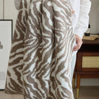 Knitted Zebra Pattern Throw Blanket Lightweight Microfiber Blend 47x59 Inches
