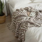 Knitted Zebra Pattern Throw Blanket Lightweight Microfiber Blend 47x59 Inches