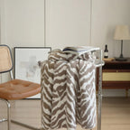 Knitted Zebra Pattern Throw Blanket Lightweight Microfiber Blend 47x59 Inches