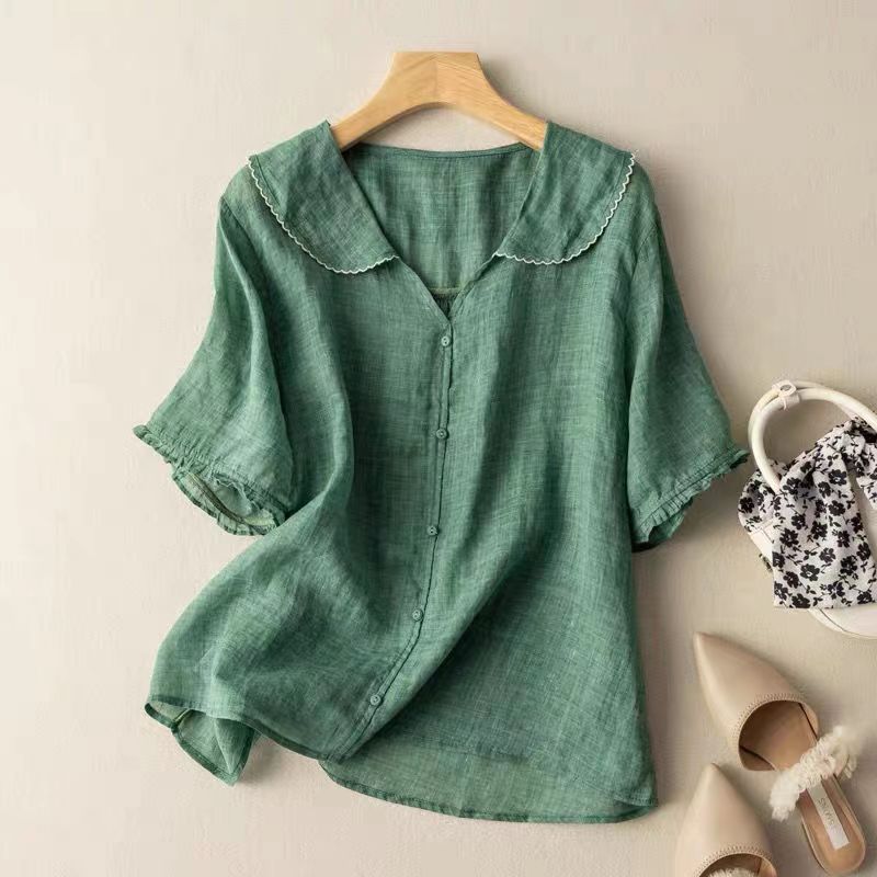 Harrow Kristi floral linen blouse for women featuring a relaxed fit and vintage-inspired summer floral design.