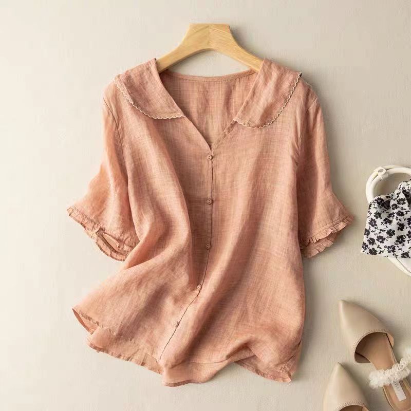 Harrow Kristi floral linen blouse for women featuring a relaxed fit and vintage-inspired summer floral design.