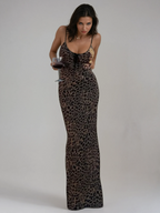 Alfie | Elegant Leopard Print Maxi Formal Evening Gown for Women