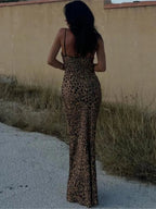 Alfie | Elegant Leopard Print Maxi Formal Evening Gown for Women