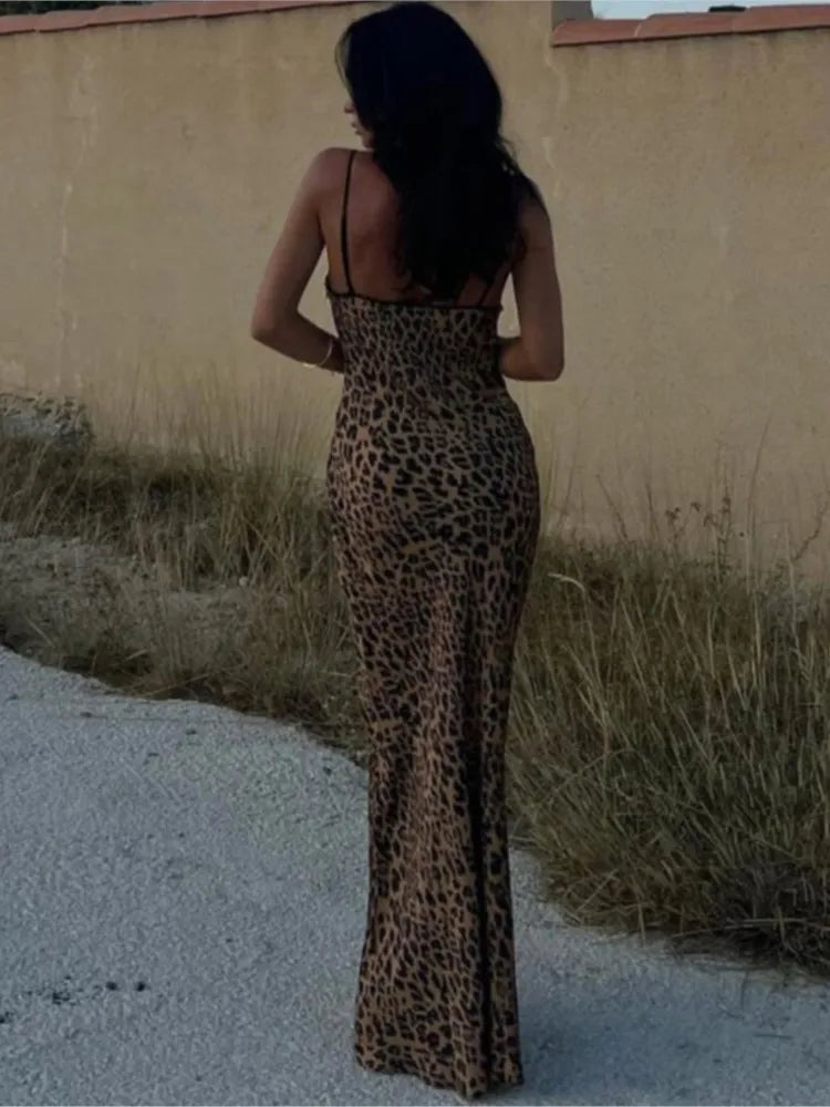 Alfie | Elegant Leopard Print Maxi Formal Evening Gown for Women