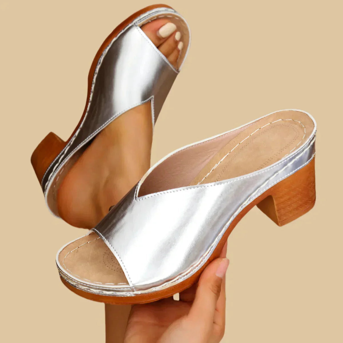 Harrow Lisa cushioned wedge sandals for women, featuring a comfortable heel and summer-ready design, shown on a model.