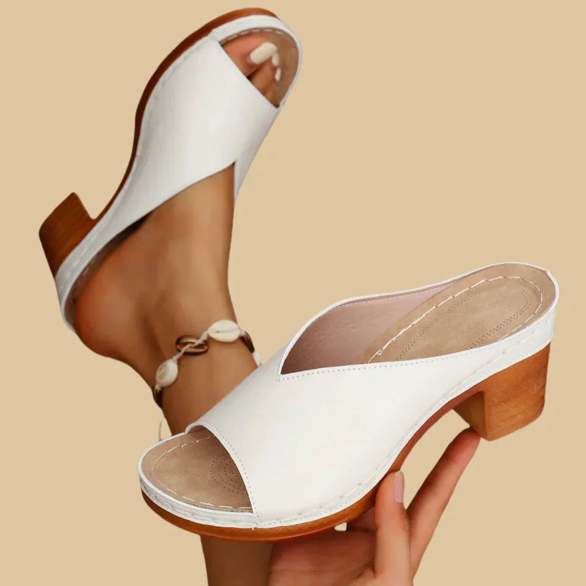 Harrow Lisa cushioned wedge sandals for women with open toe design and neutral beige straps for summer wear.
