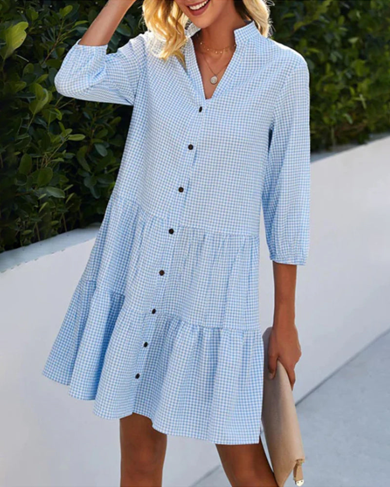Harrow Lorraine casual summer dress for women featuring a summer check pattern, lightweight fabric, and a relaxed fit.