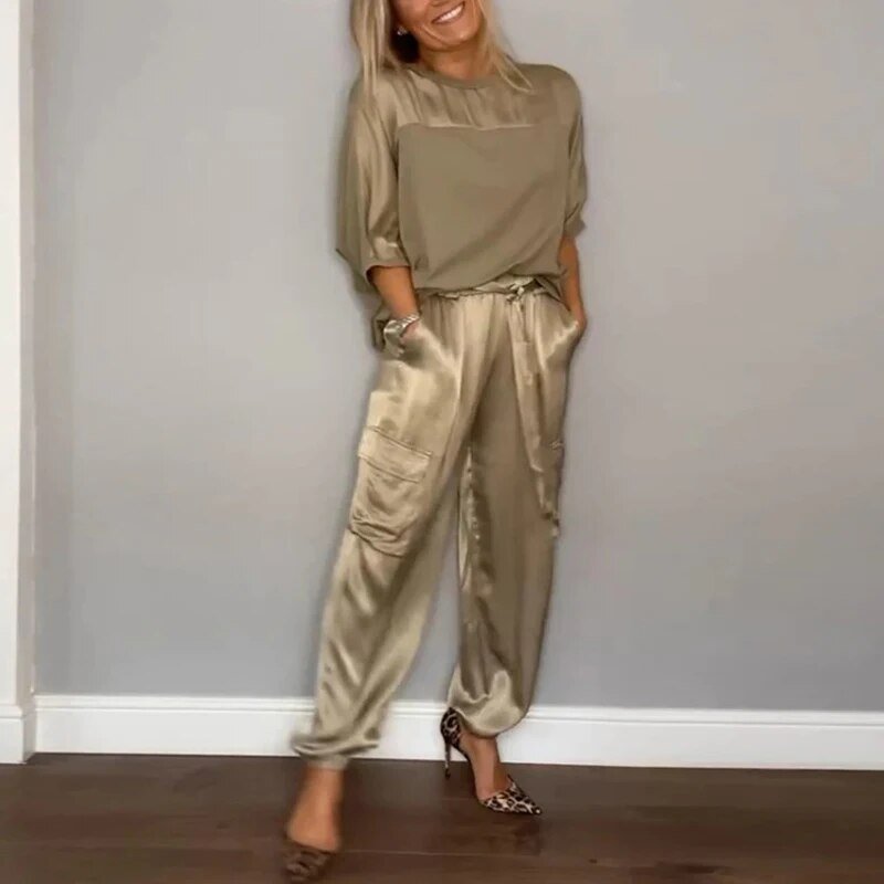 Luna elegant two-piece co-ord set for women by Harrow, featuring a relaxed fit with stylish top and matching pants.