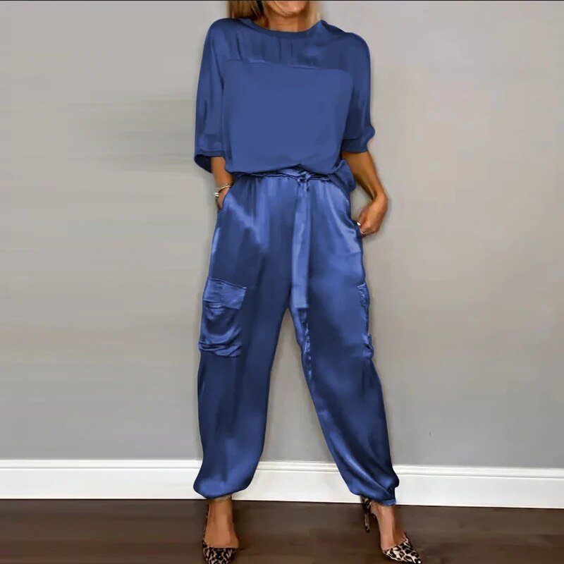 Harrow Luna elegant two-piece co-ord set for women, featuring a relaxed fit top and matching pants in soft fabric.