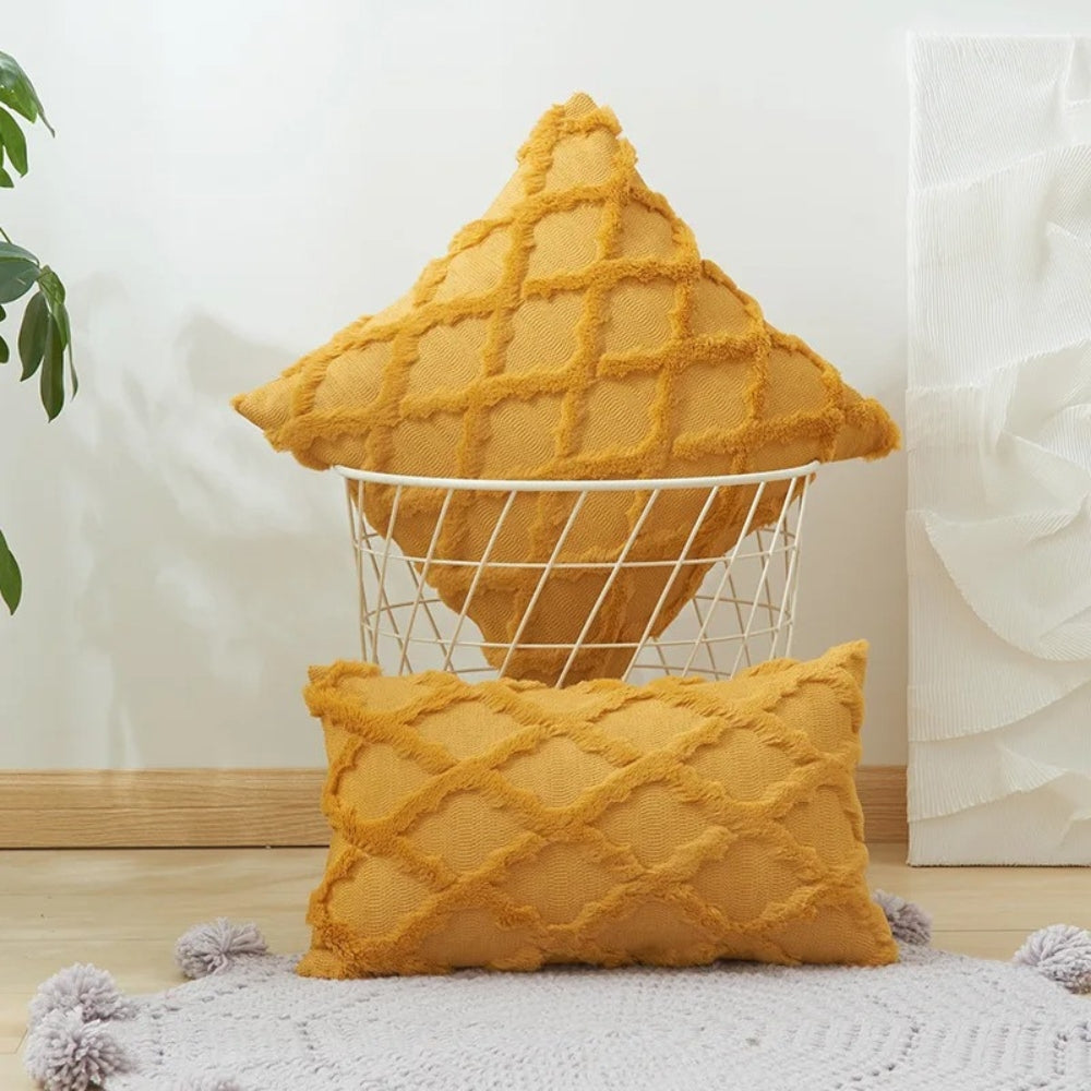 Boho Velvet Pillow Cover Soft Touch Geometric Pattern Cotton Microfiber Cushion Cover