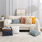 Boho Velvet Pillow Cover Soft Touch Geometric Pattern Cotton Microfiber Cushion Cover