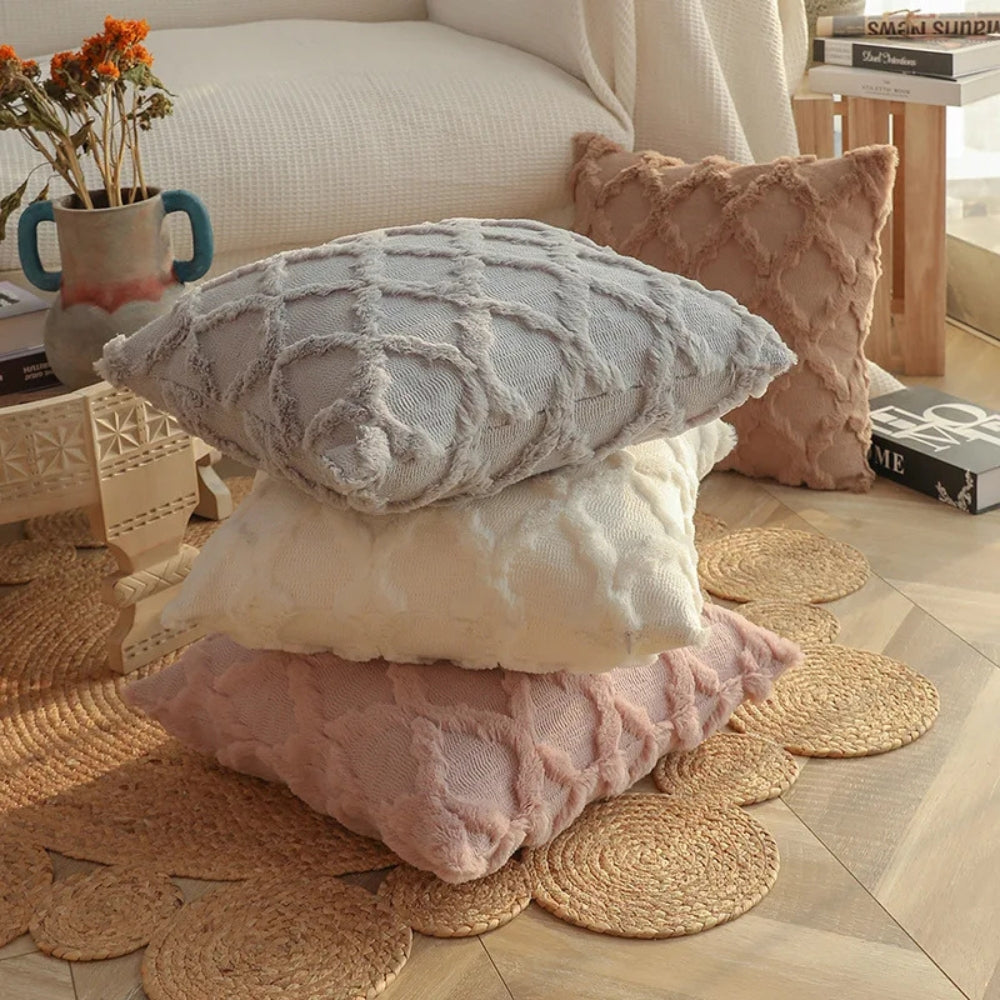 Boho Velvet Pillow Cover Soft Touch Geometric Pattern Cotton Microfiber Cushion Cover