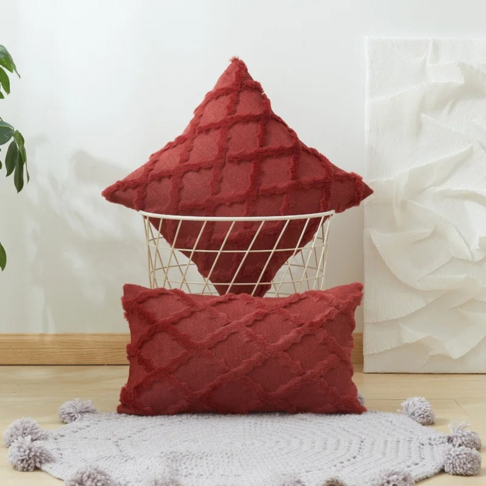 Boho Velvet Pillow Cover Soft Touch Geometric Pattern Cushion Cover for Living Room