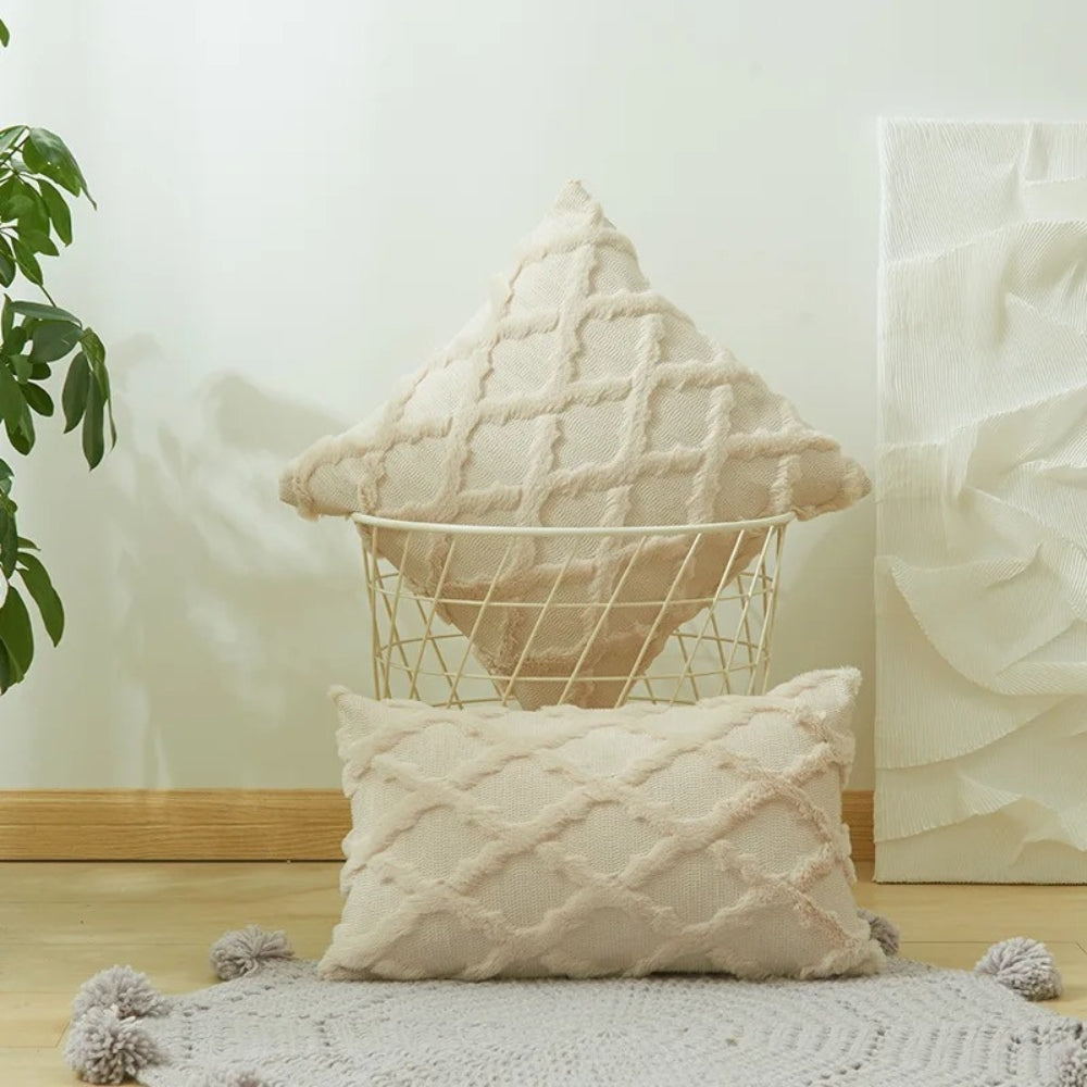 Boho Velvet Pillow Cover Soft Touch Geometric Pattern Cushion Cover for Living Room