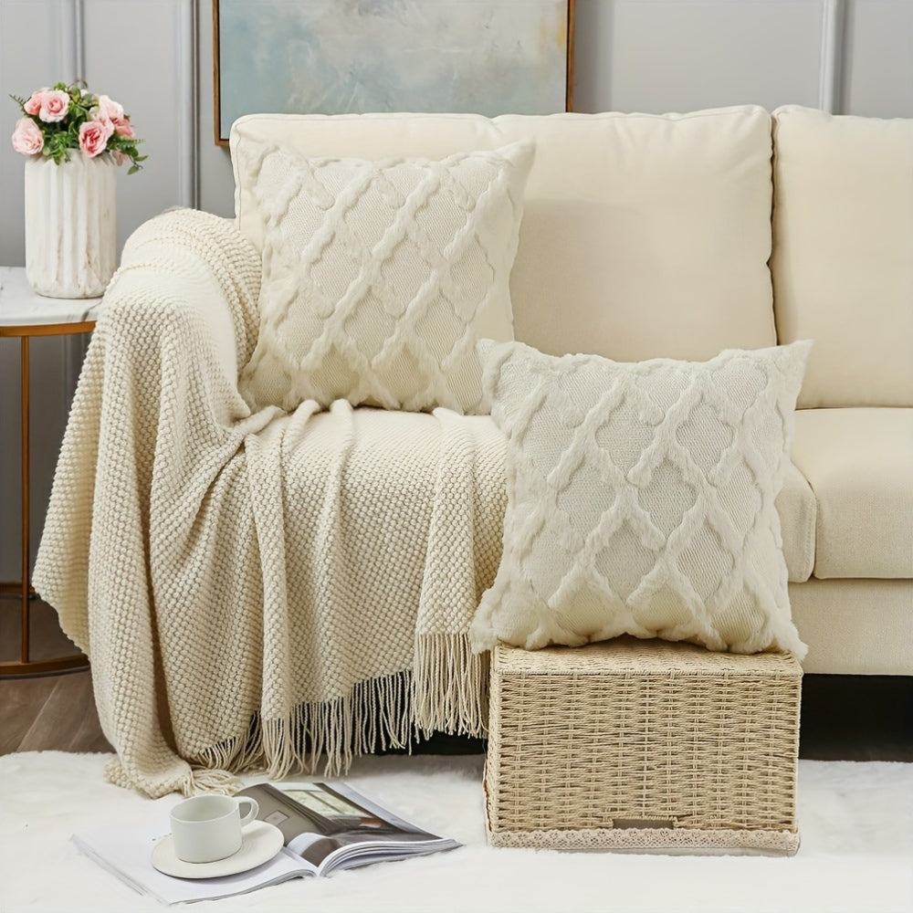 Boho Velvet Pillow Cover Soft Touch Geometric Pattern Cushion Cover for Living Room