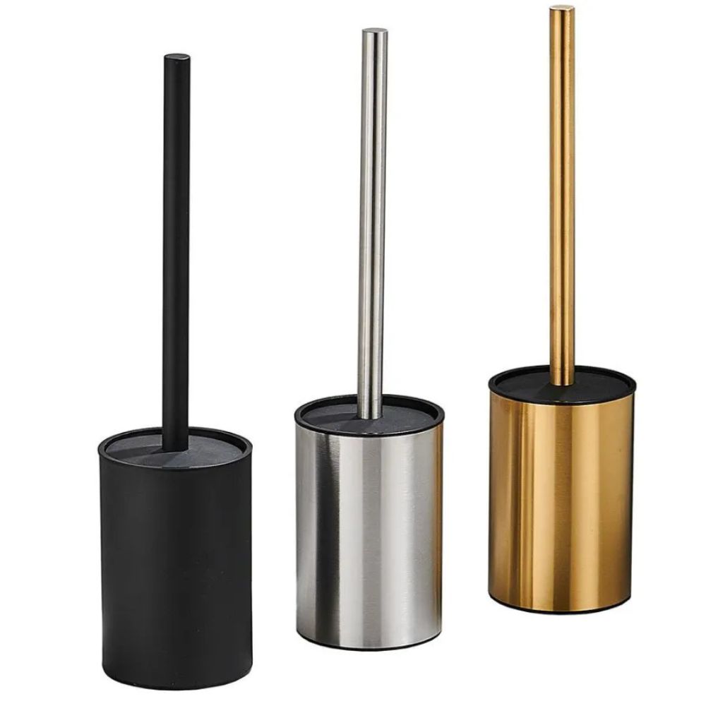 Standing Toilet Brush Set Stainless Steel Upright Holder Compact Bathroom Cleaning Tool