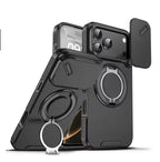Magnetic Armor Case with 360° Ring Stand for iPhone 17 Series Shock-Resistant TPU PC Hybrid