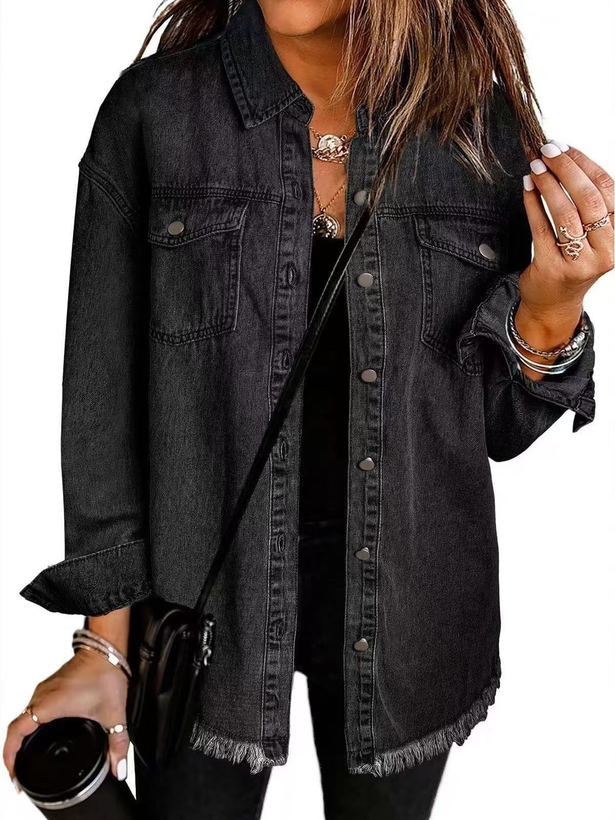 Harrow Madeline classic denim jacket for women, featuring a stylish everyday design with front pockets and button closure.