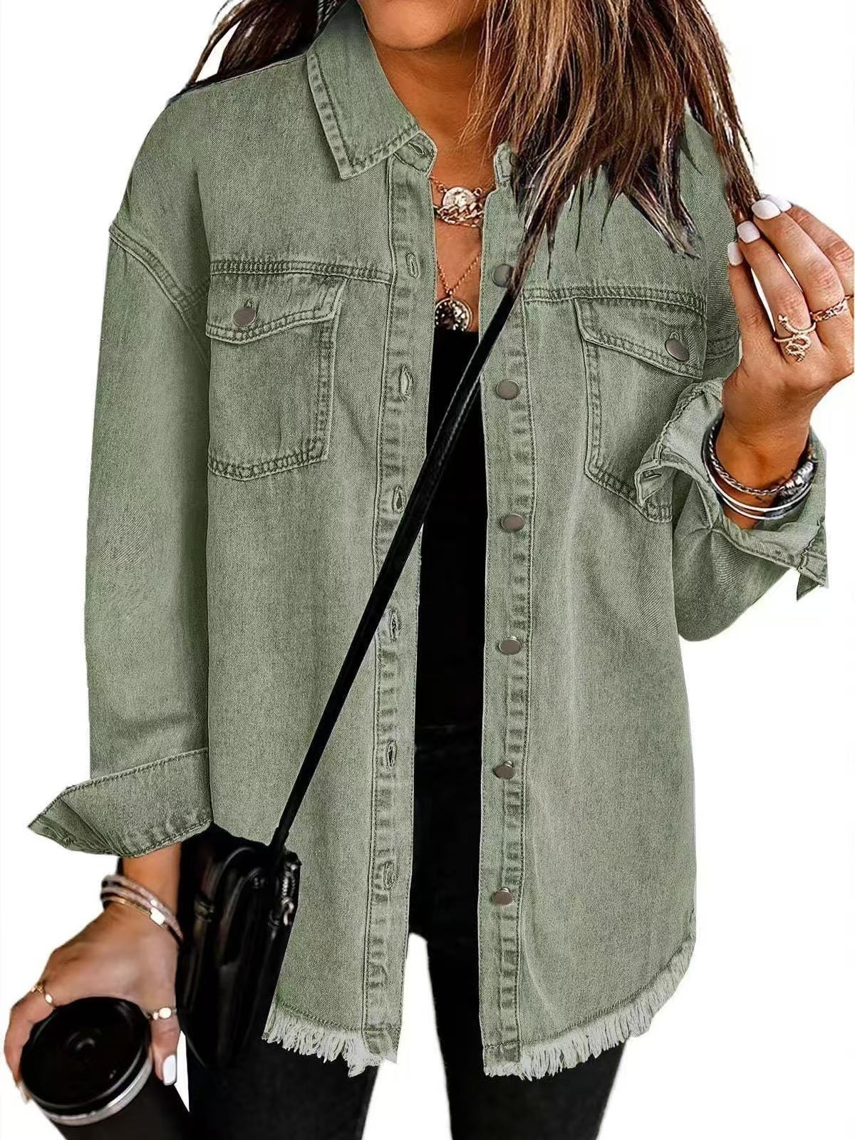 Harrow Madeline classic everyday denim jacket for women, featuring a fitted design with button front and chest pockets.