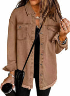 Harrow Madeline classic denim jacket for women, featuring a timeless fit with button-front and chest pockets, casual everyday style